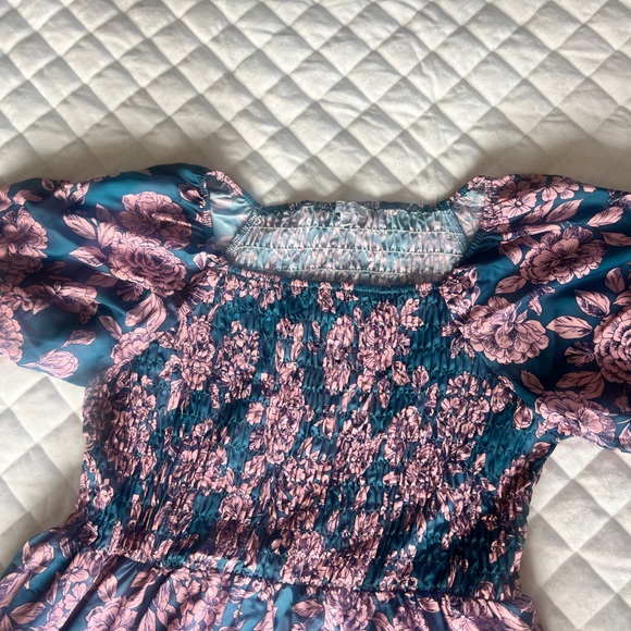 Polagram Pink and Teal Floral short Sleeve Dress1X - Picture 5 of 16